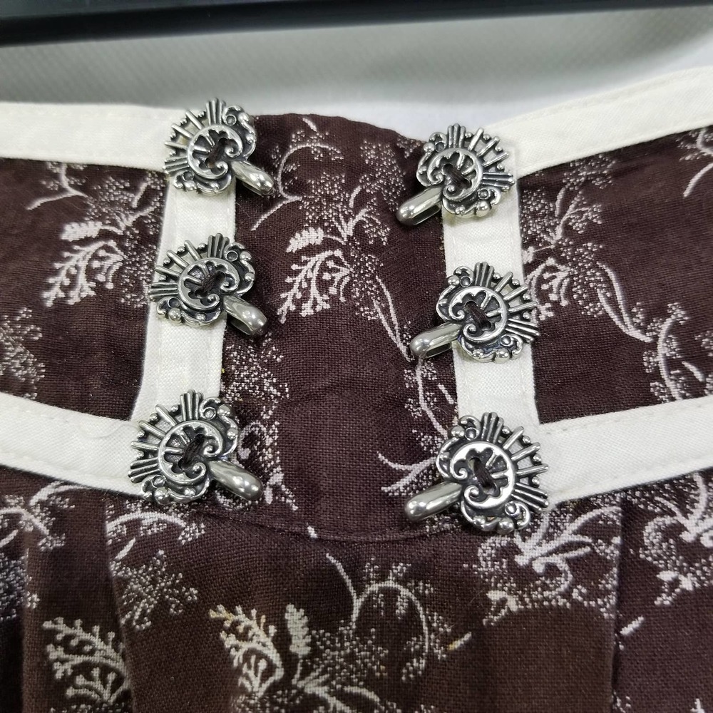 Vintage Alphorn Trachtenmode Von Adler Skirt Dirndl Brown Print Cotton 42 - Picture 3 of 12